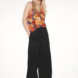 Pantaloni lunghi ampi in viscosa e lino - NERO - PA38