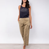 Pantaloni lunghi con risvolto in cotone elasticizzato - SABBIA - PA49