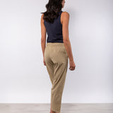 Pantaloni lunghi con risvolto in cotone elasticizzato - SABBIA - PA49