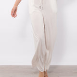 Pantaloni lunghi soft touch con coulisse e tasche - MILK - PA85