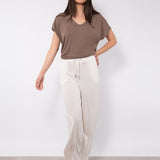 Pantaloni lunghi soft touch con coulisse e tasche - MILK - PA85