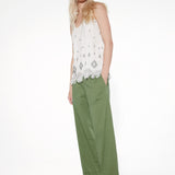 Top in cotone senza maniche con ricami e frange - TP57
