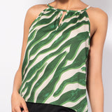 Top in viscosa satin con cut-out e stampa zebrata - TP75