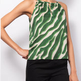 Top in viscosa satin con cut-out e stampa zebrata - TP75
