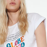 T-shirt in cotone con stampa e strass multicolor - VARIANTE UNICA - TS03