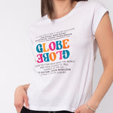 T-shirt in cotone con stampa e strass multicolor - VARIANTE UNICA - TS03