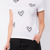 T-shirt in cotone con cuori di strass - BIANCO - TS05