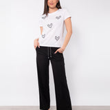 T-shirt in cotone con cuori di strass - BIANCO - TS05