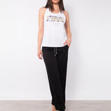 Canotta in cotone stretch con scritta e strass – TS06