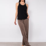 Canotta in cotone stretch con strass e perle – TS07