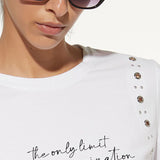 T-shirt in cotone stretch con stampa e borchie – TS08