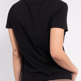 T-shirt in cotone stretch con stampa e borchie - NERO - TS08