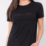 T-shirt in cotone stretch con stampa in rilievo - NERO - TS09