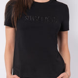 T-shirt in cotone stretch con stampa in rilievo - NERO - TS09