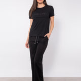 T-shirt in cotone stretch con stampa in rilievo - NERO - TS09