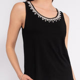 Canotta con strass in viscosa e cotone - NERO - TS14