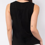 Canotta con strass in viscosa e cotone - NERO - TS14