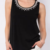 Canotta con strass in viscosa e cotone - NERO - TS14