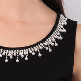 Canotta con strass in viscosa e cotone - NERO - TS14