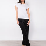 T-shirt in viscosa e cotone con strass e perle - BIANCO - TS15
