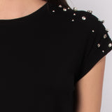 T-shirt in viscosa e cotone con strass e perle – TS15