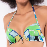 Bikini set push-up con coppe imbottite, lunette estraibili e ferretto e slip annodato - BLUETTE - AB06
