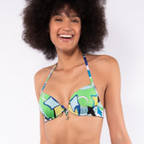 Bikini set push-up con coppe imbottite, lunette estraibili e ferretto e slip annodato - BLUETTE - AB06
