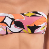Bikini set a fascia con coppe imbottite estraibili e slip annodato - ROSA - AB10