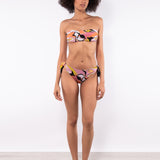 Bikini set a fascia con coppe imbottite estraibili e slip annodato - ROSA - AB10