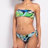 Bikini set a fascia con coppe imbottite estraibili e slip annodato - BLUETTE - AB10