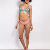 Bikini set triangolo con coppe imbottite estraibili e slip annodato - ACQUA - CY00