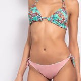 Bikini set triangolo con coppe imbottite estraibili e slip annodato - ACQUA - CY00