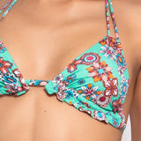 Bikini set triangolo con coppe imbottite estraibili e slip annodato - ACQUA - CY00