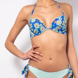 Bikini set push-up con coppe imbottite, lunette estraibili e ferretto e slip con fiocchi removibili - BLUETTE - CY06