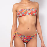 Bikini set fascia con coppe imbottite estraibili e slip annodato - CORALLO - CY10