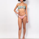 Bikini set fascia con coppe imbottite estraibili e slip annodato - ACQUA - CY10
