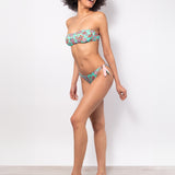 Bikini set fascia con coppe imbottite estraibili e slip annodato - ACQUA - CY10