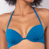 Bikini push-up con coppe imbottite, lunette estraibili e ferretto - BLU - GD26