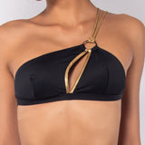 Top bikini monospalla con coppe imbottite estraibili - NERO - GD37