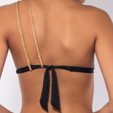 Top bikini monospalla con coppe imbottite estraibili - NERO - GD37