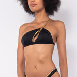 Top bikini monospalla con coppe imbottite estraibili - NERO - GD37