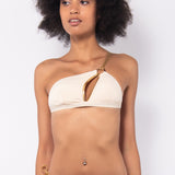 Bikini top monospalla con coppe imbottite estraibili - ECRU' - GD37