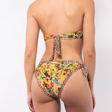 Bikini a triangolo alto non imbottito e slip con fiocchi removibili - GIALLO - LO02