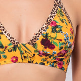 Bikini a triangolo alto non imbottito e slip con fiocchi removibili - GIALLO - LO02