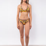 Bikini a triangolo alto non imbottito e slip con fiocchi removibili - GIALLO - LO02
