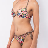 Bikini set push-up con coppe imbottite, ferretto e lunette estraibili e slip annodato regolabile - LO06