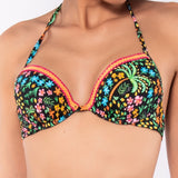 Bikini push-up con coppe imbottite, lunette estraibili e ferretto - NERO - TO26