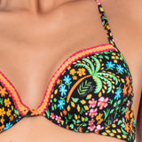 Bikini push-up con coppe imbottite, lunette estraibili e ferretto - NERO - TO26