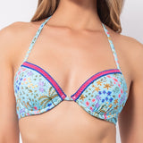 Push-up bikini con coppe imbottite, lunette estraibili e ferretto - AZZURRO - TO26
