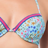 Push-up bikini con coppe imbottite, lunette estraibili e ferretto - AZZURRO - TO26